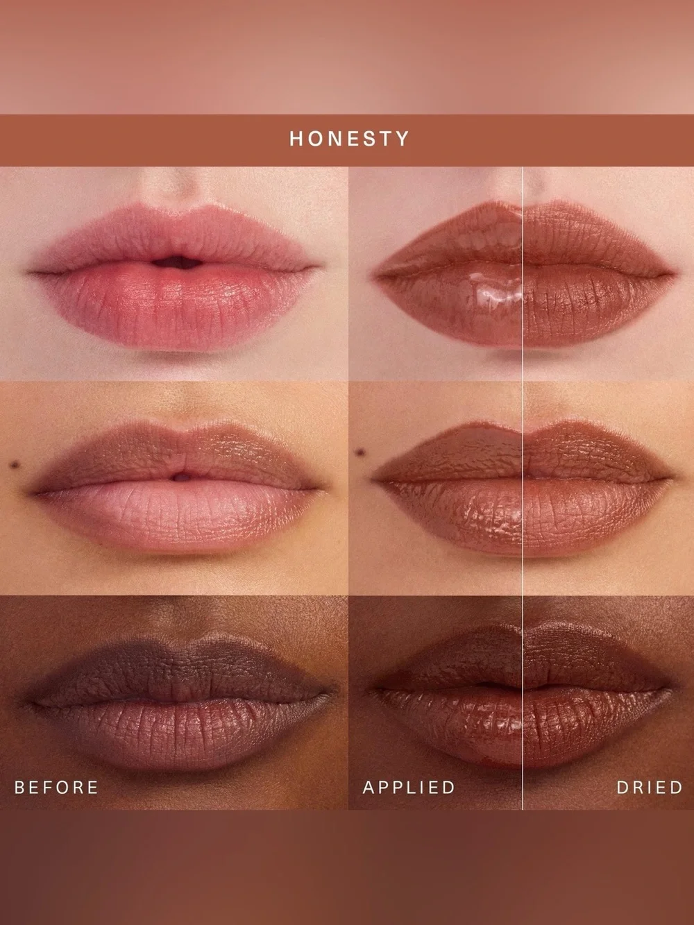 Rare Beauty NIB Soft Pinch Tinted Lip Oil ln Honesty (nude brown)